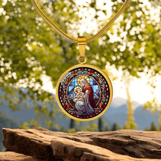 Personalized Virgin Mary and Baby Jesus Necklace