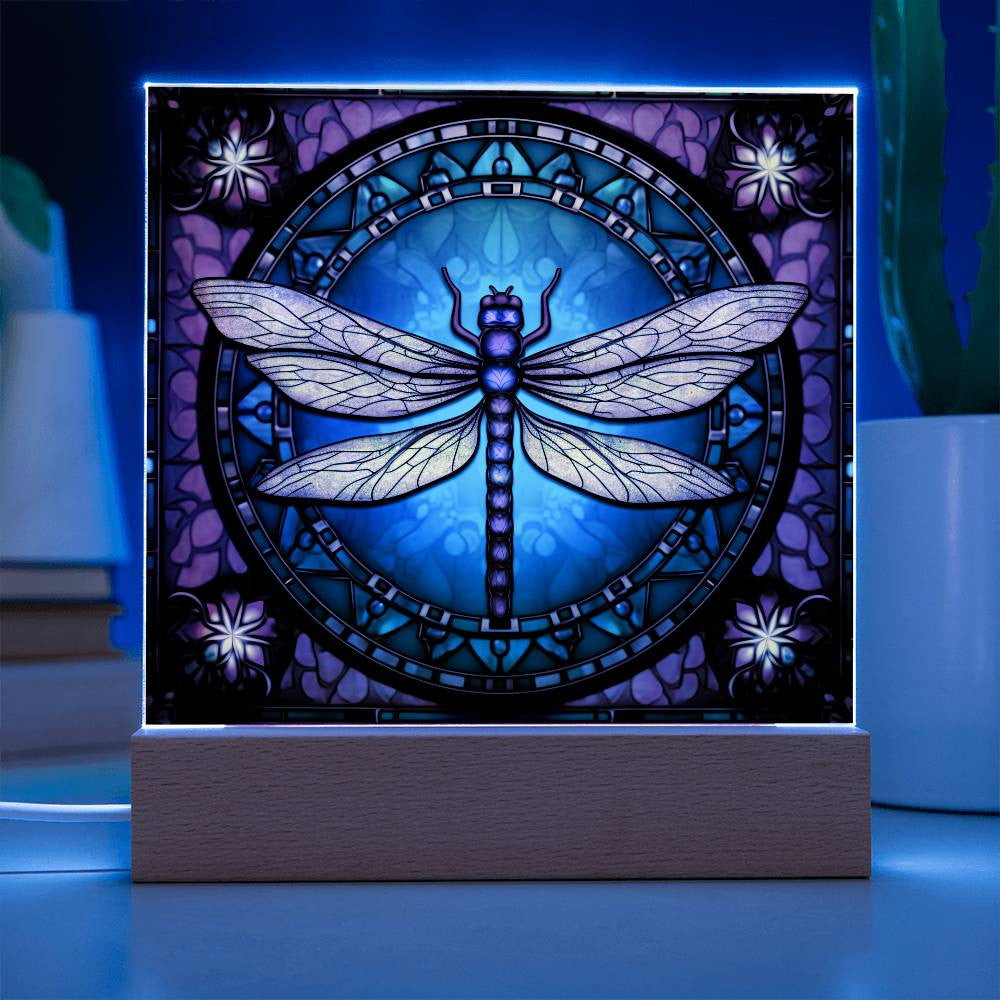 Dragonfly Stained Glass-Style Art Acrylic Plaque