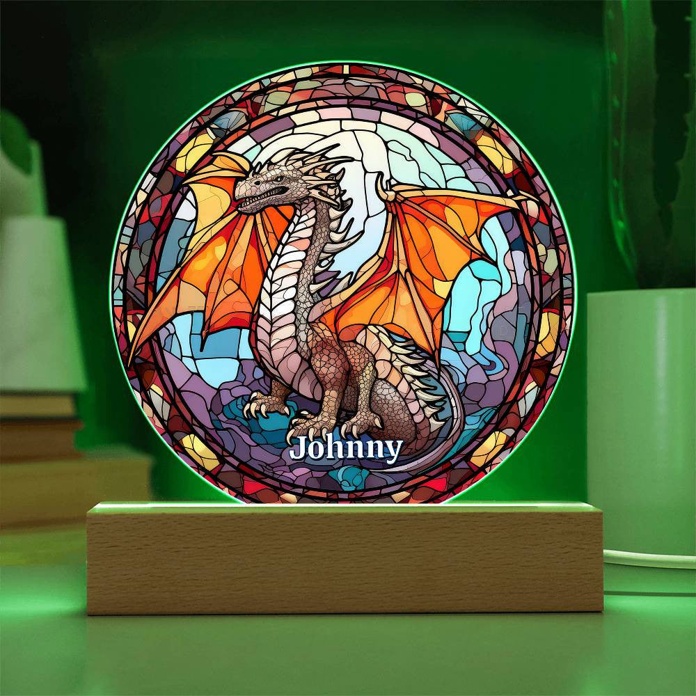 Dragon Stained Glass Style Plaque and Nightlight