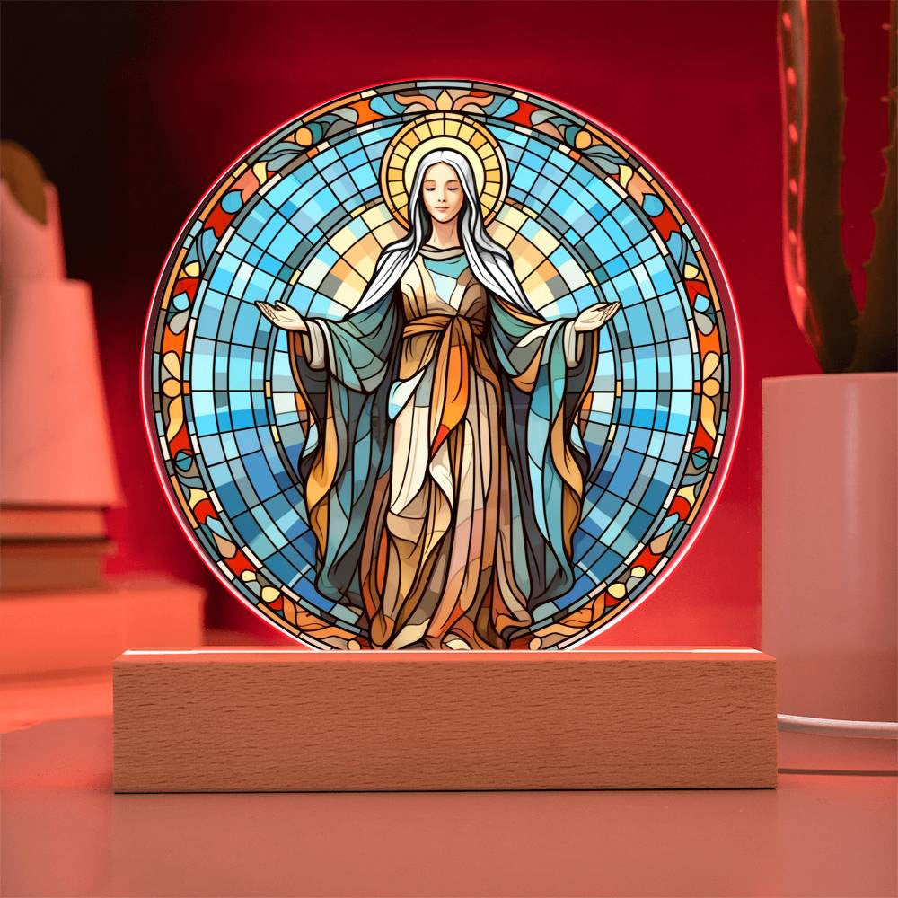 Orthodox Catholic Blessed Virgin Mary Stained Glass Style Plaque