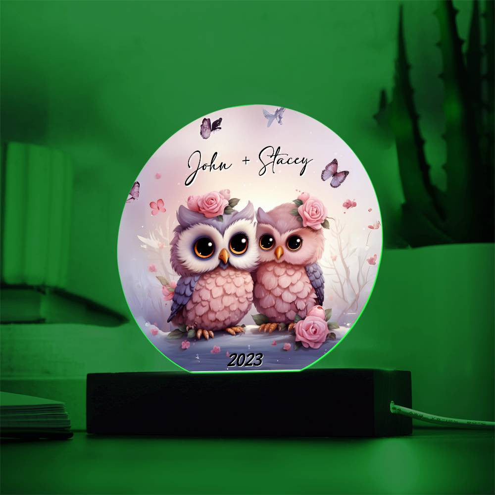 Owl Love Circle Acrylic Plaque