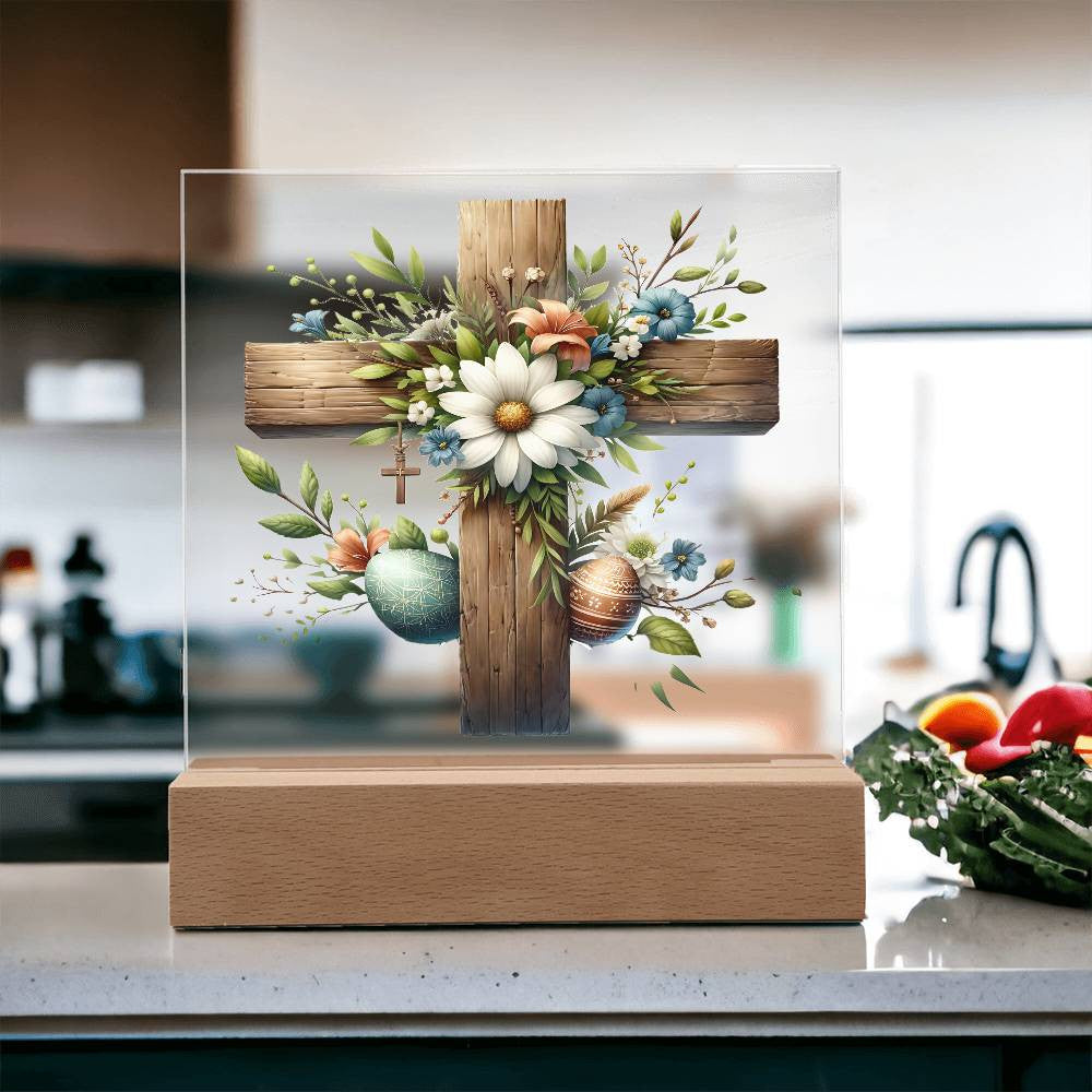 Catholic Cross Easter Plaque