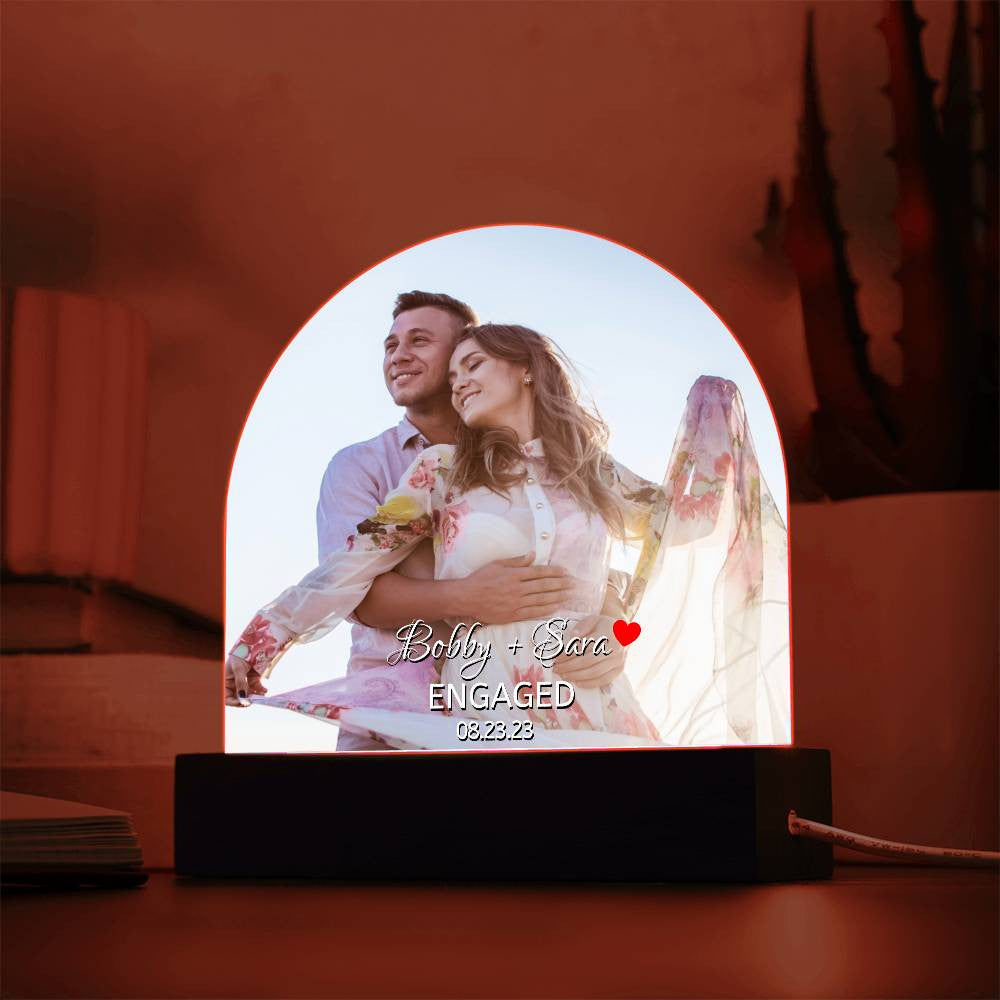 Personalized Engaged LED Light Dome Plaque