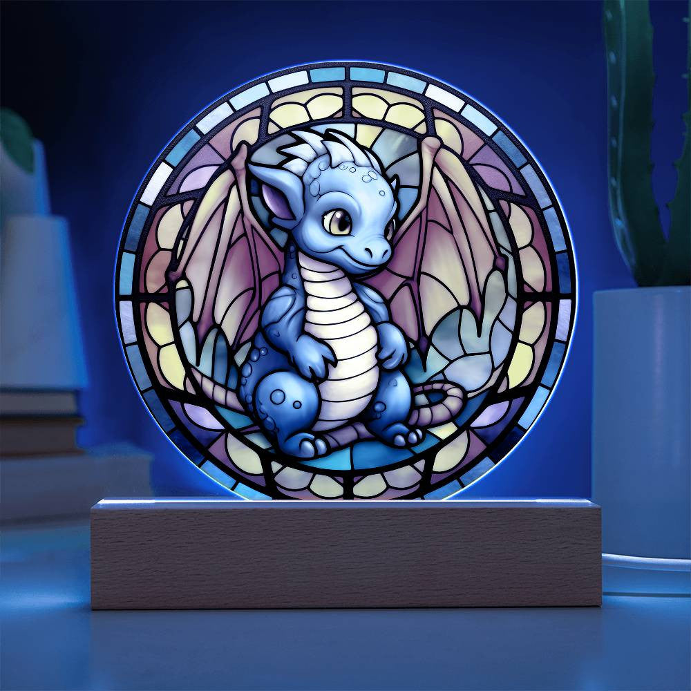 Baby Dragon Faux Stained Glass Night Light