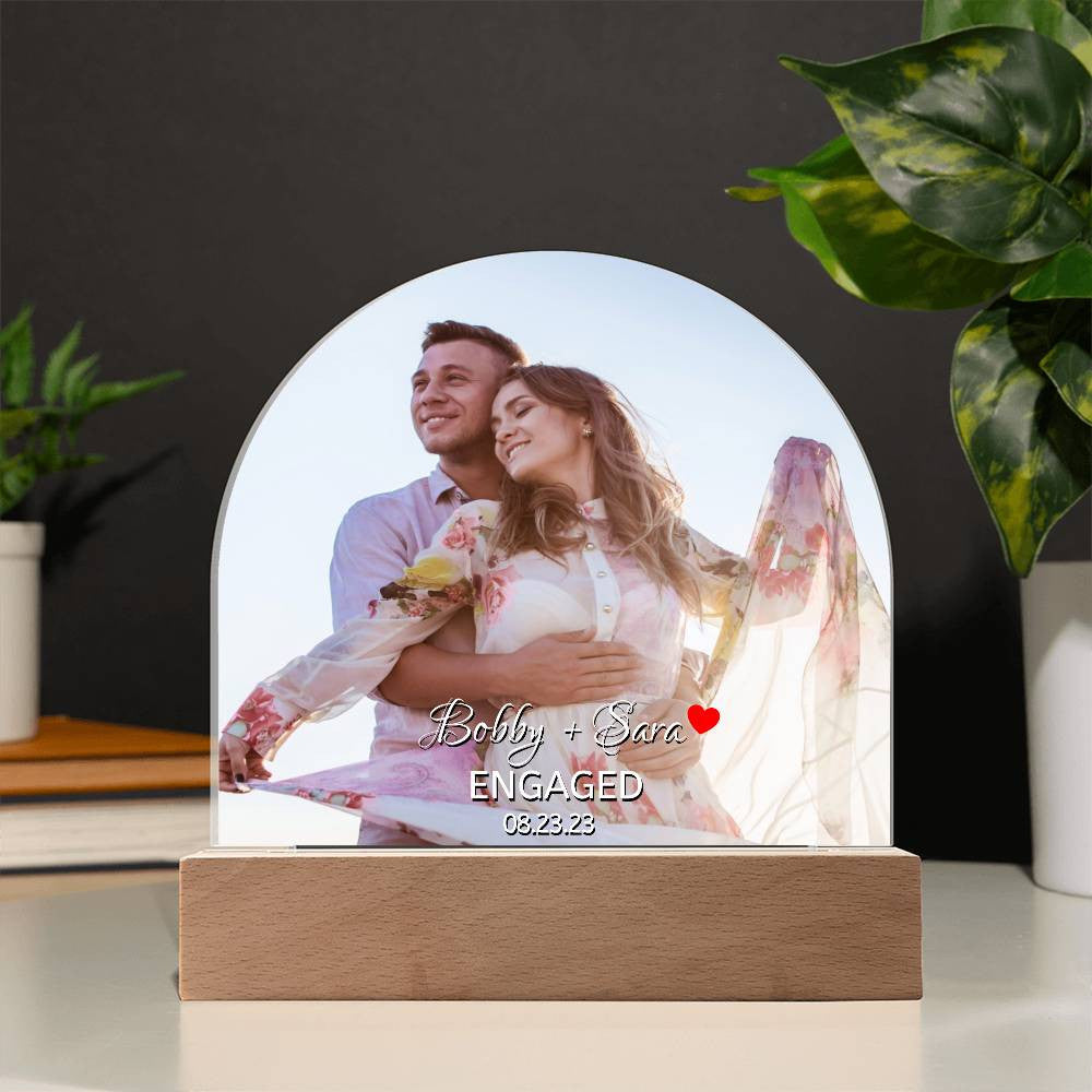 Personalized Engaged LED Light Dome Plaque