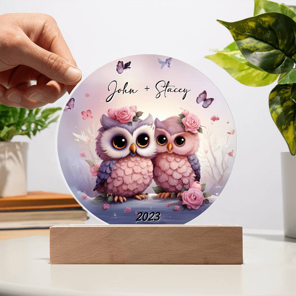 Owl Love Circle Acrylic Plaque