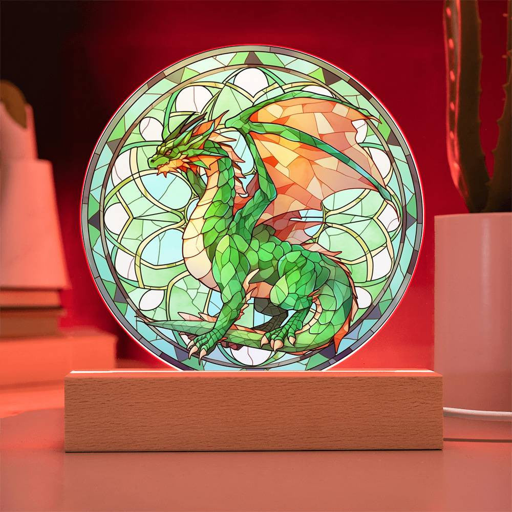 Dragon Stained Glass Acrylic Plaque and Nightlight