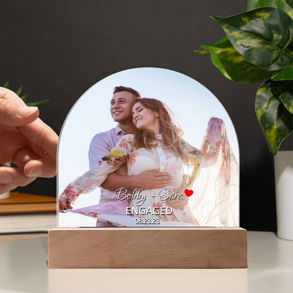 Personalized Engaged LED Light Dome Plaque