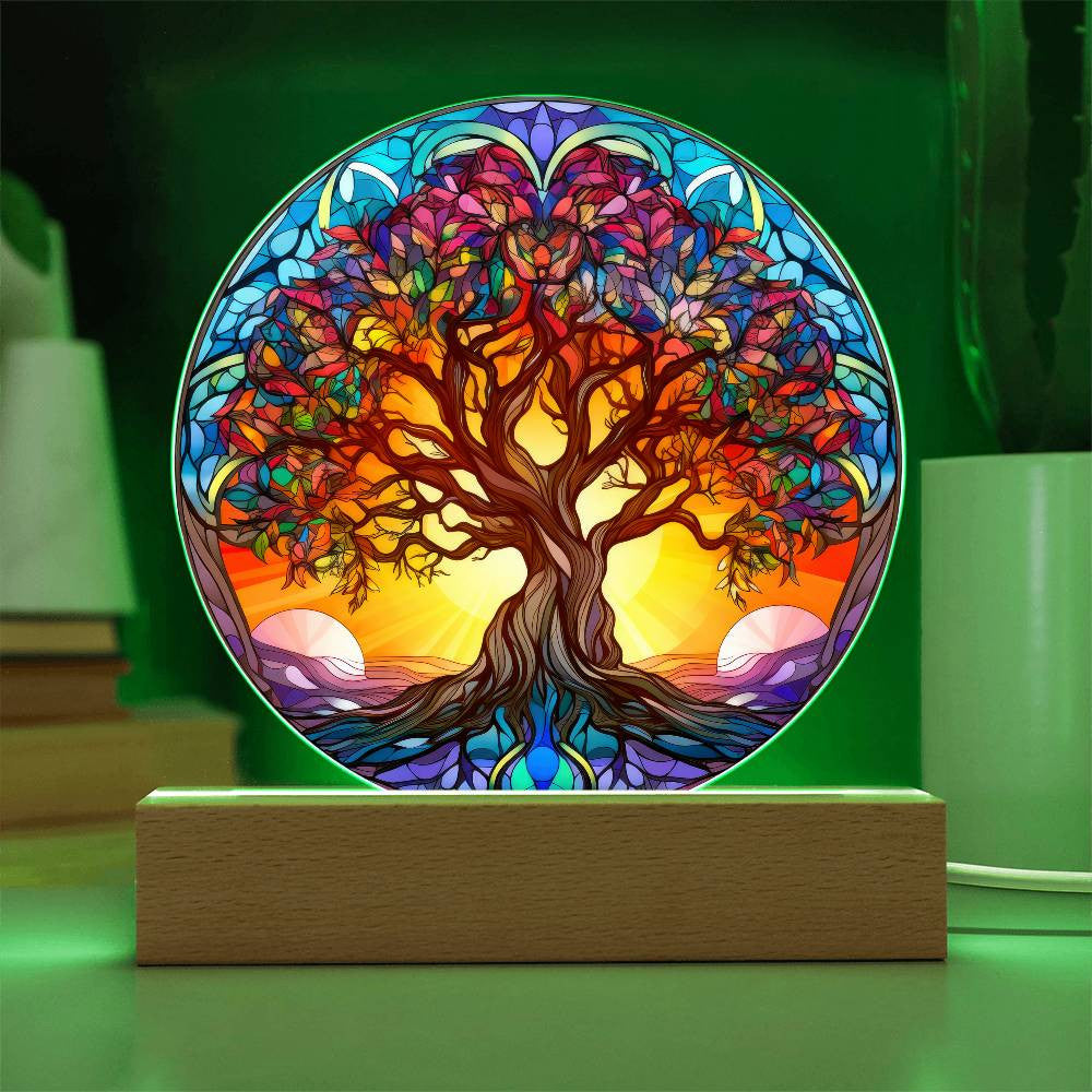 Stained Glass Style Tree of Life Plaque