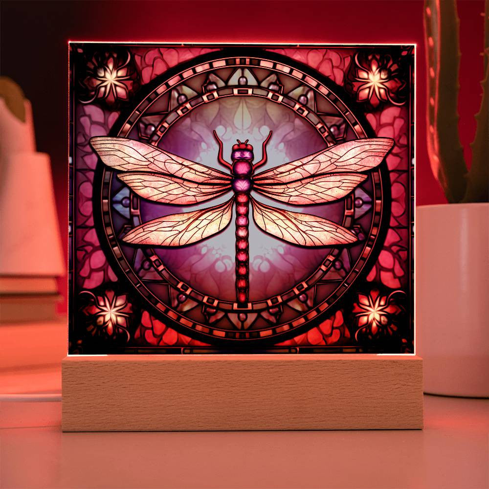 Dragonfly Stained Glass-Style Art Acrylic Plaque