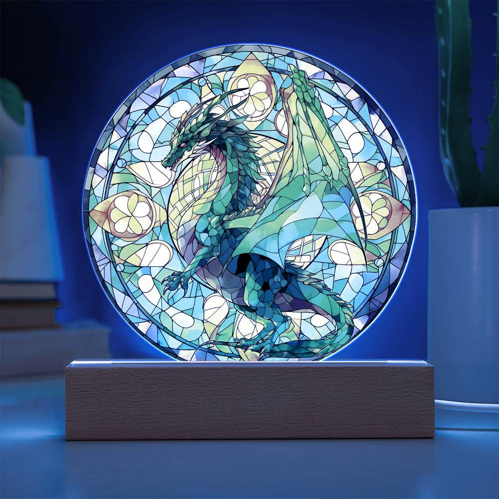 Stained Glass Style Dragon Plaque and Night Light