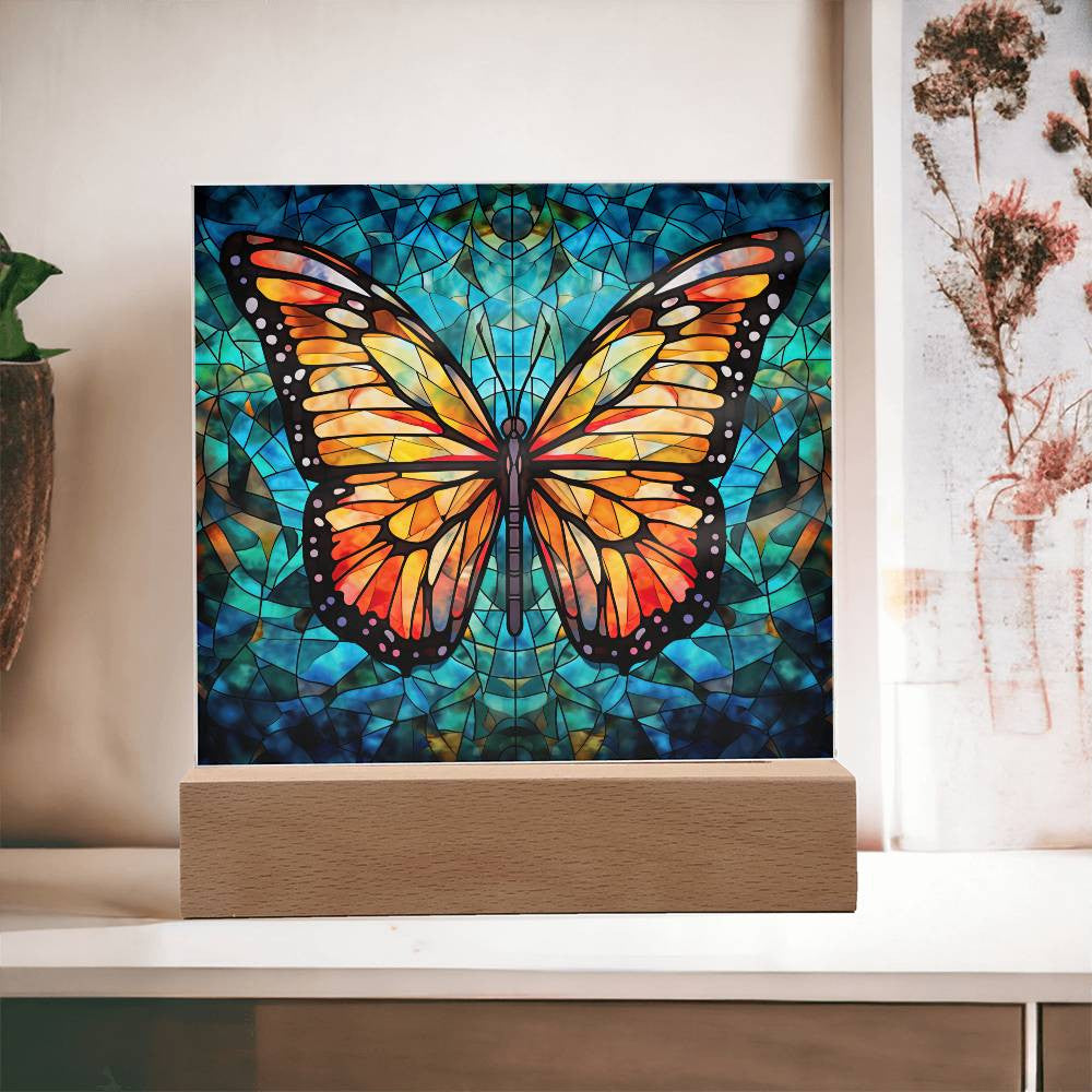 Stained Glass Butterfly Acrylic Plaque