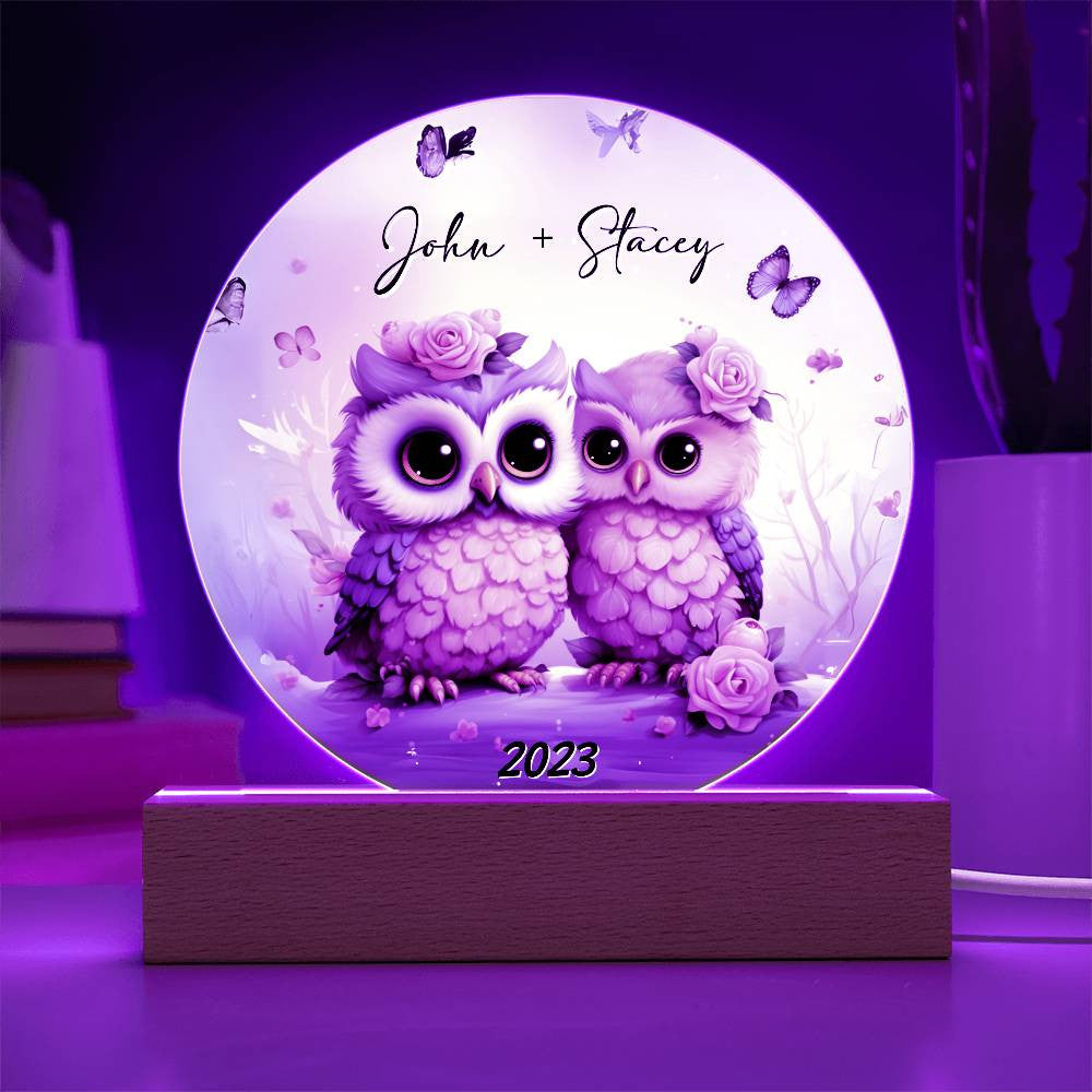 Owl Love Circle Acrylic Plaque