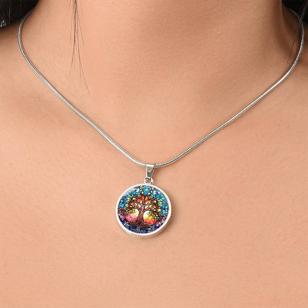 Stained Glass Style Tree of Life Necklace