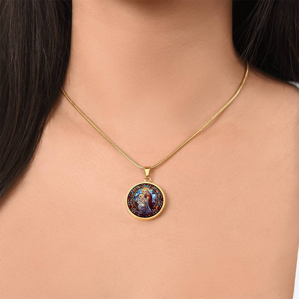 Personalized Virgin Mary and Baby Jesus Necklace