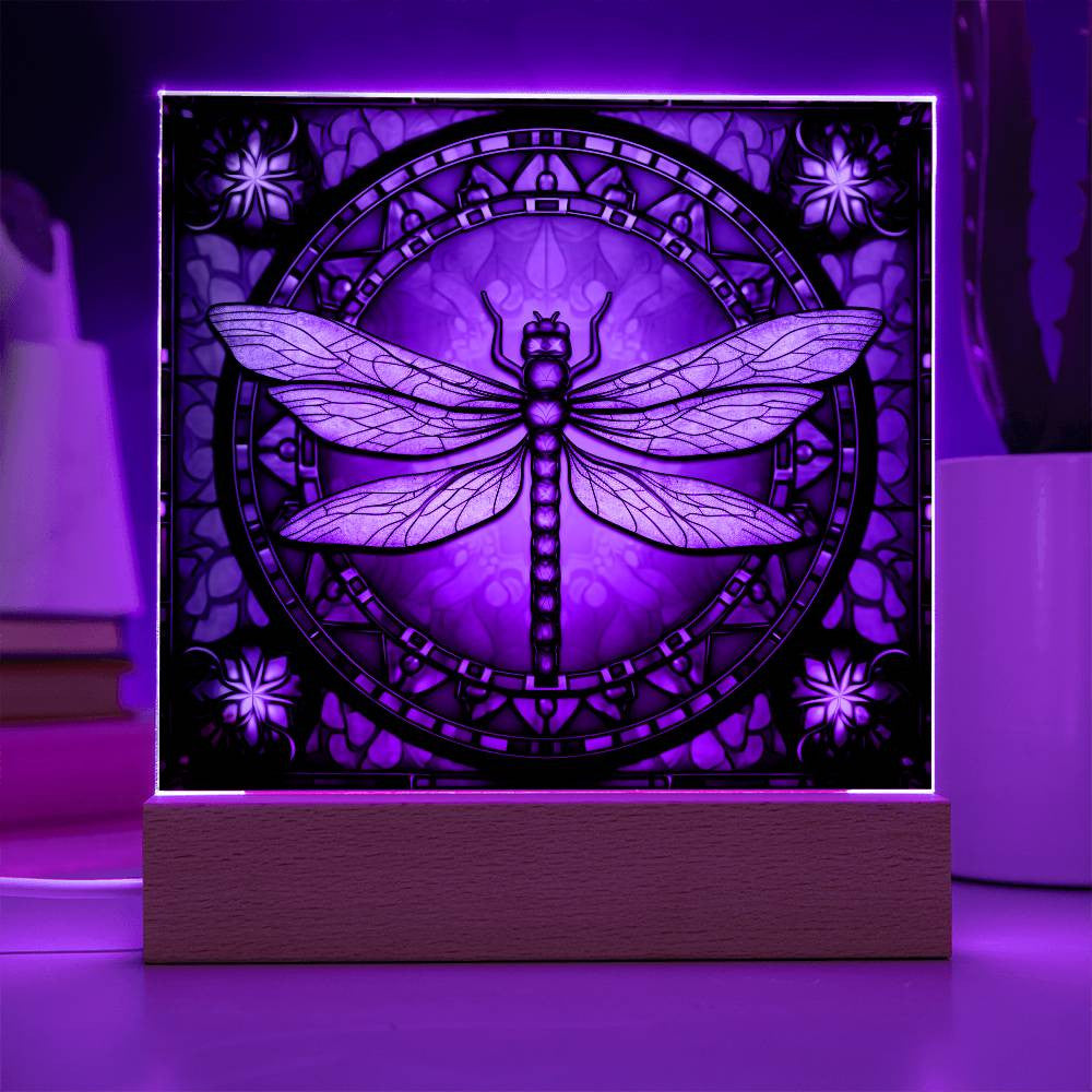 Dragonfly Stained Glass-Style Art Acrylic Plaque