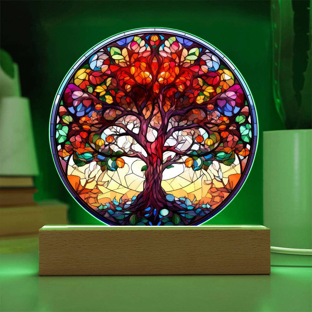 Personalized Stained Glass Style Tree of Life Plaque