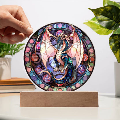 Dragon Stained Glass Style Plaque and Night Light