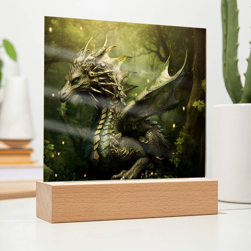 Green Dragon Plaque and LED Light