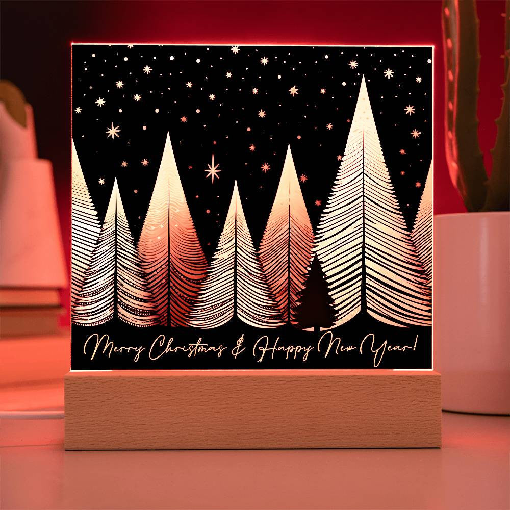 Black and Gold Christmas Trees Plaque