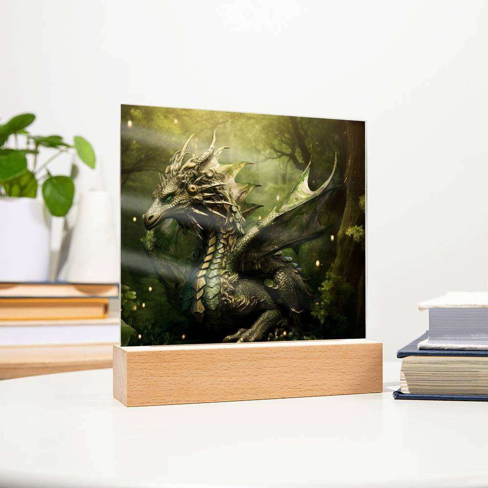 Green Dragon Plaque and LED Light