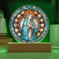 Traditional Catholic Blessed Virgin Mary Stained Glass Style Plaque
