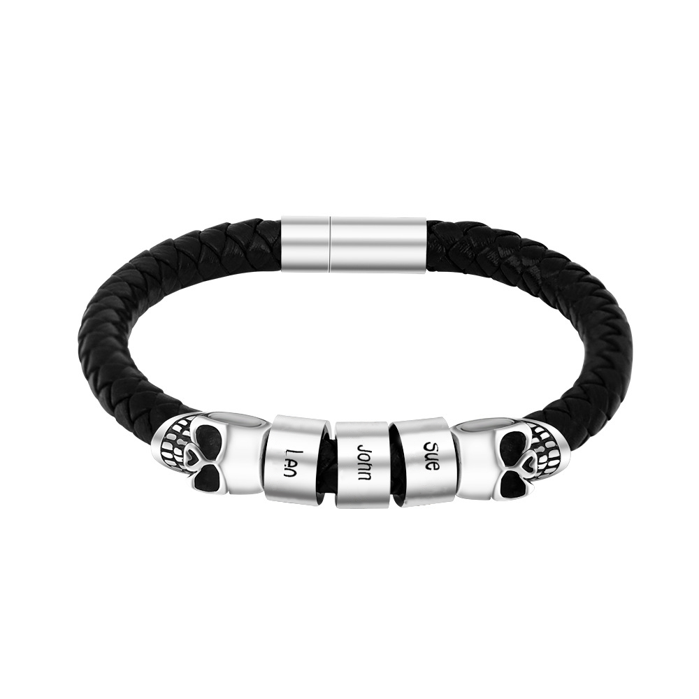 Customizable Name Skulls Braided Bracelet