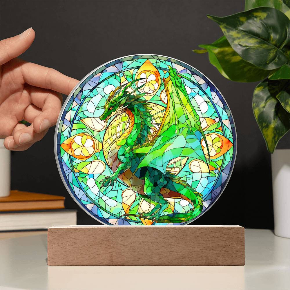 Stained Glass Style Dragon Plaque and Night Light