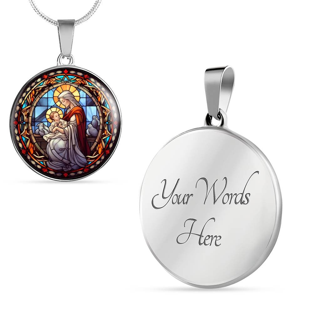 Personalized Virgin Mary and Baby Jesus Necklace