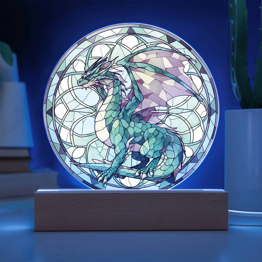 Dragon Stained Glass Acrylic Plaque and Nightlight