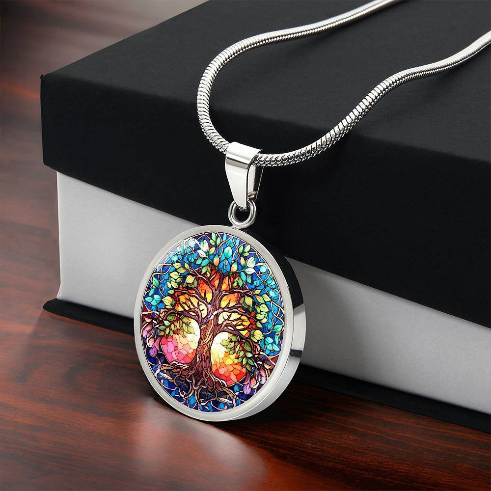 Stained Glass Style Tree of Life Necklace