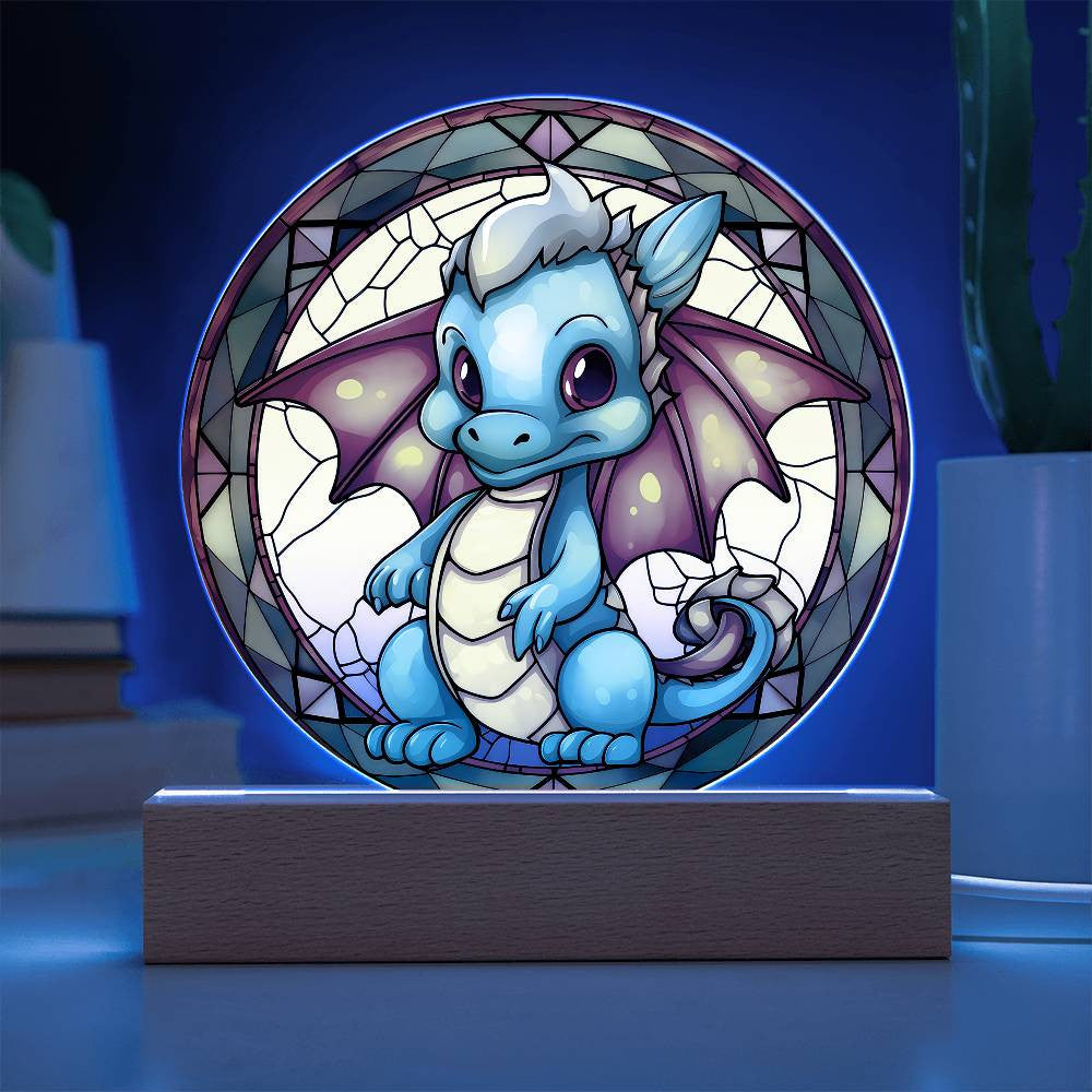 Baby Dragon Stained Glass Style Plaque and Night Light