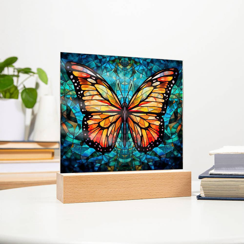 Stained Glass Butterfly Acrylic Plaque