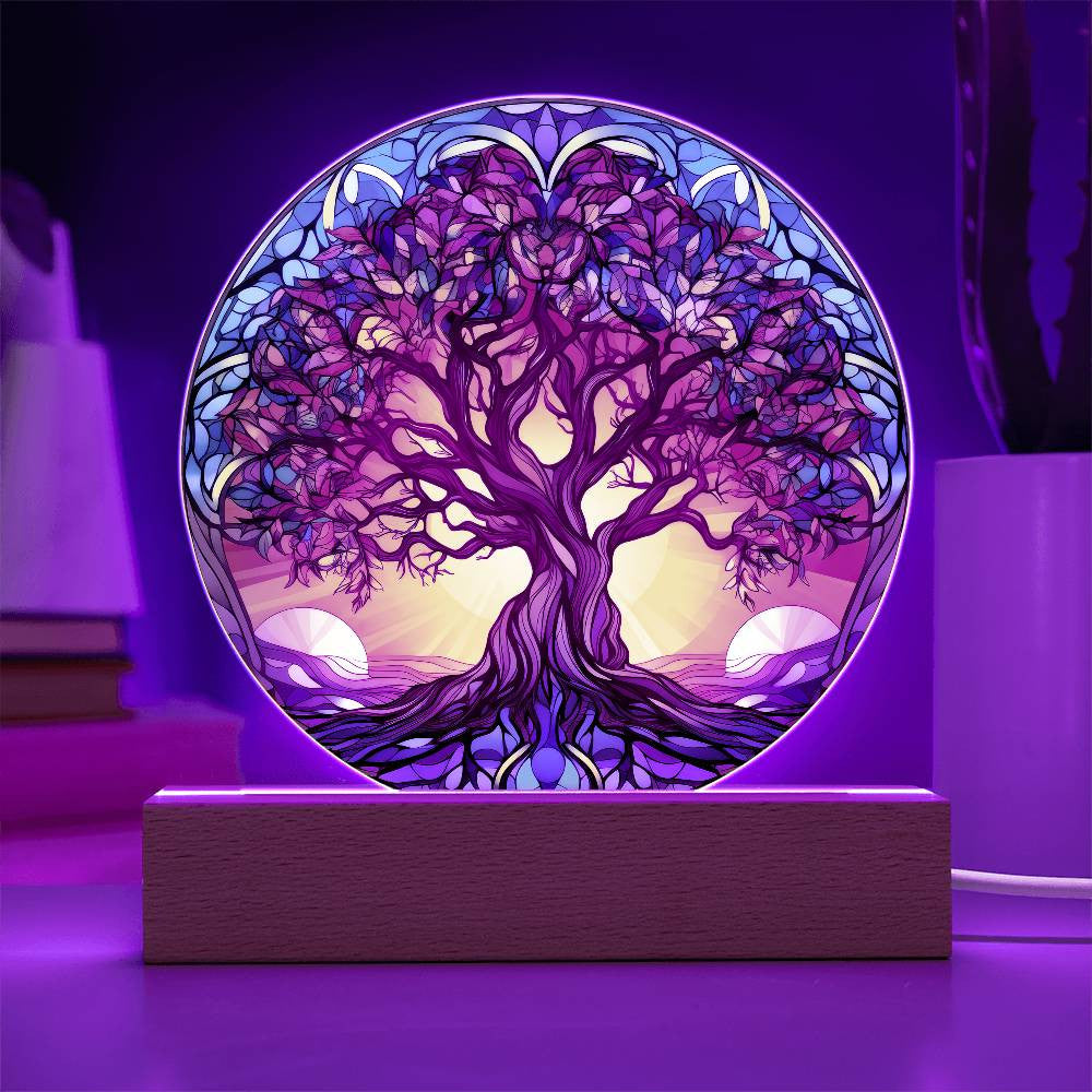 Stained Glass Style Tree of Life Plaque