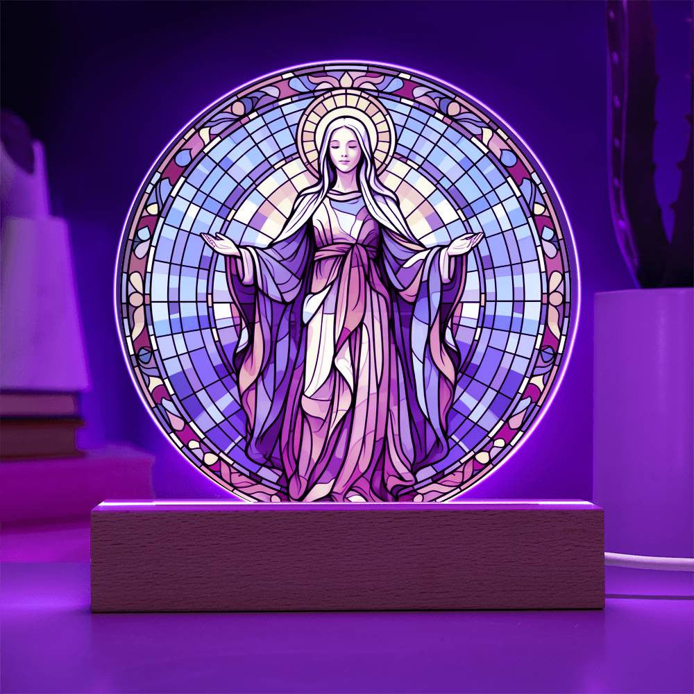 Orthodox Catholic Blessed Virgin Mary Stained Glass Style Plaque