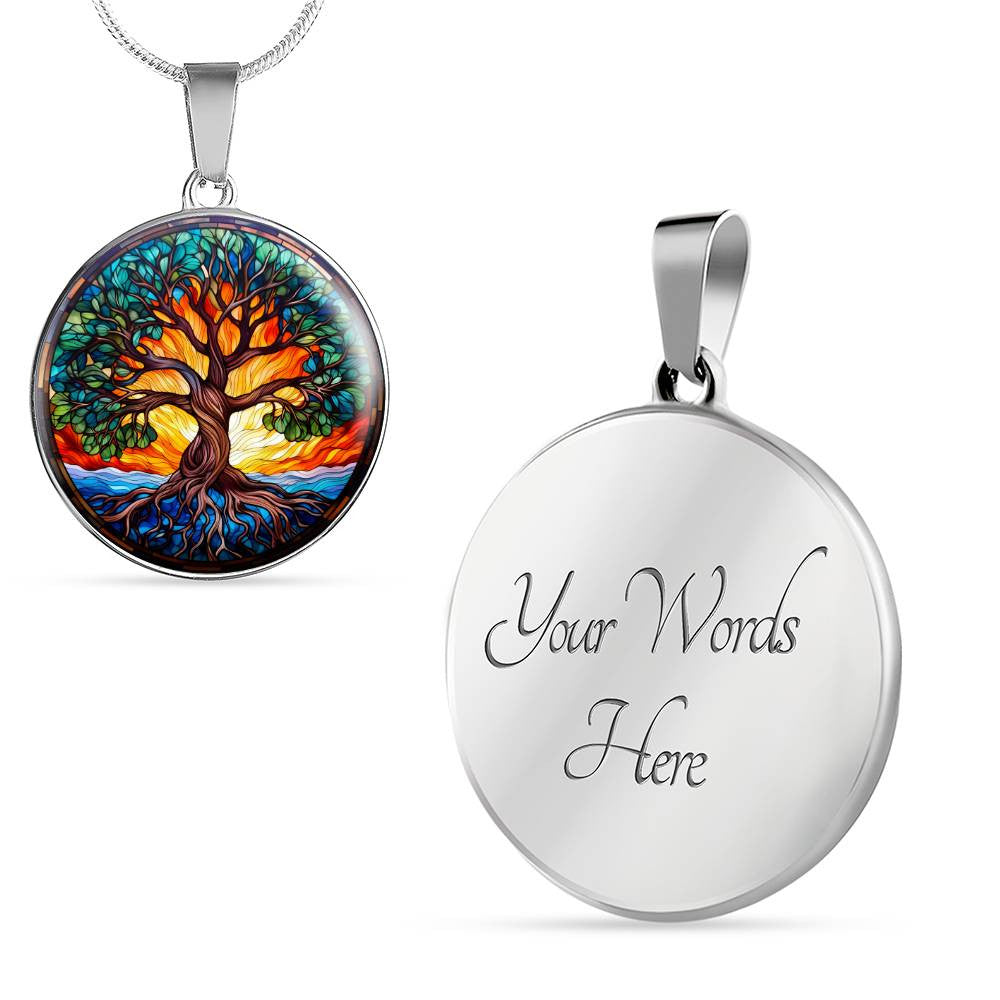 Stained Glass Style Tree of Life Necklace