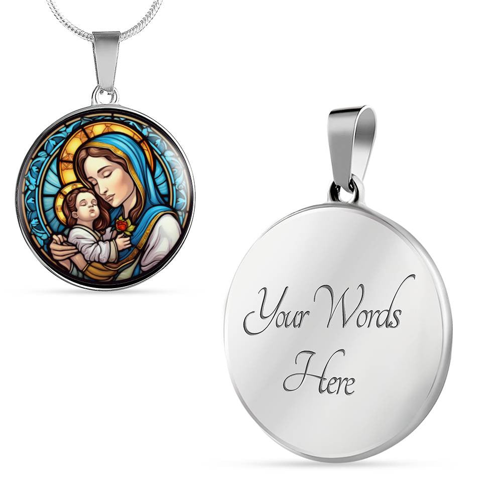 Personalized Virgin Mary & Baby Jesus Necklace