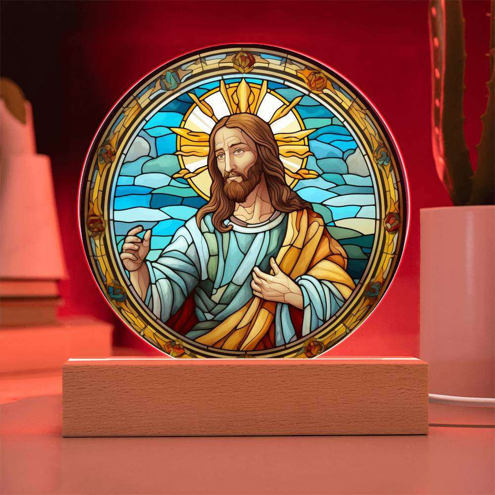 Jesus Stained Glass Catholic Plaque