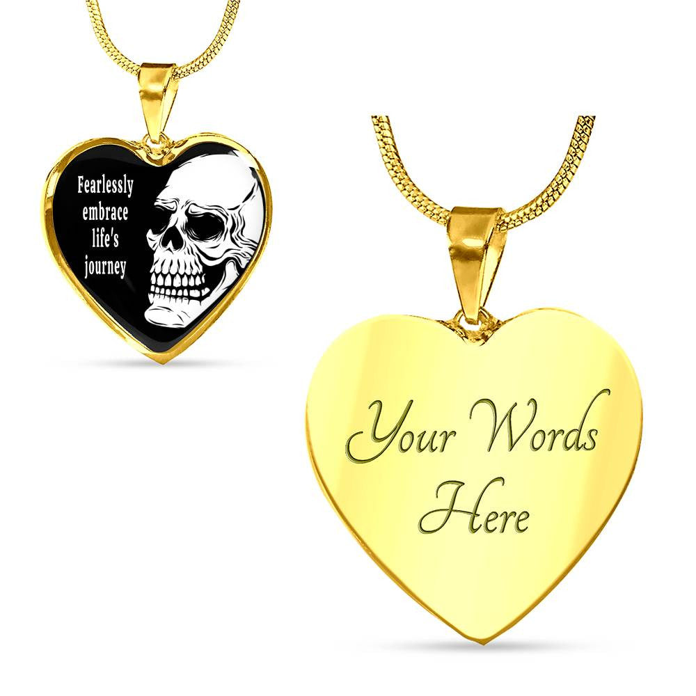 Personalized Skull Heart Pendant Necklace