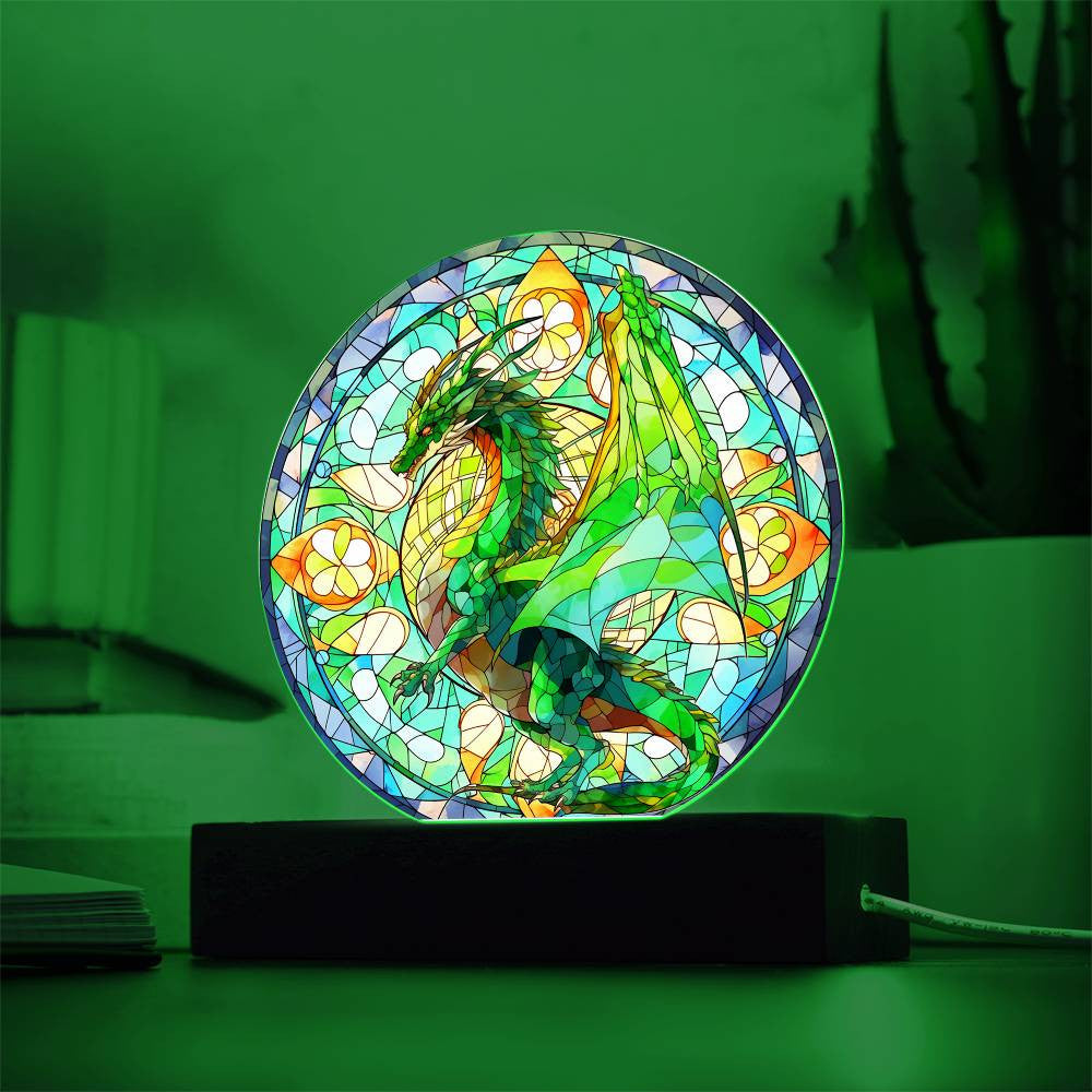 Stained Glass Style Dragon Plaque and Night Light