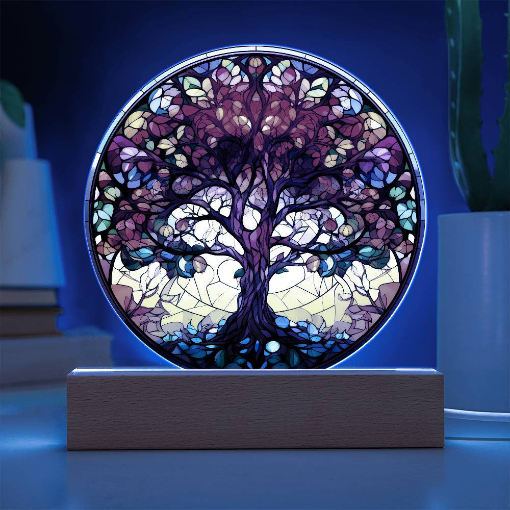 Personalized Stained Glass Style Tree of Life Plaque