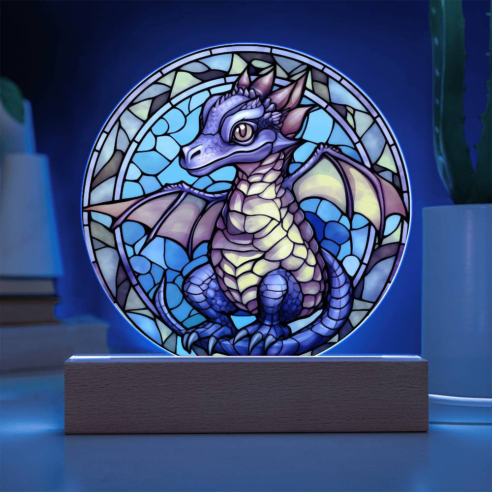 Stained Glass Baby Dragon Plaque and Night Light