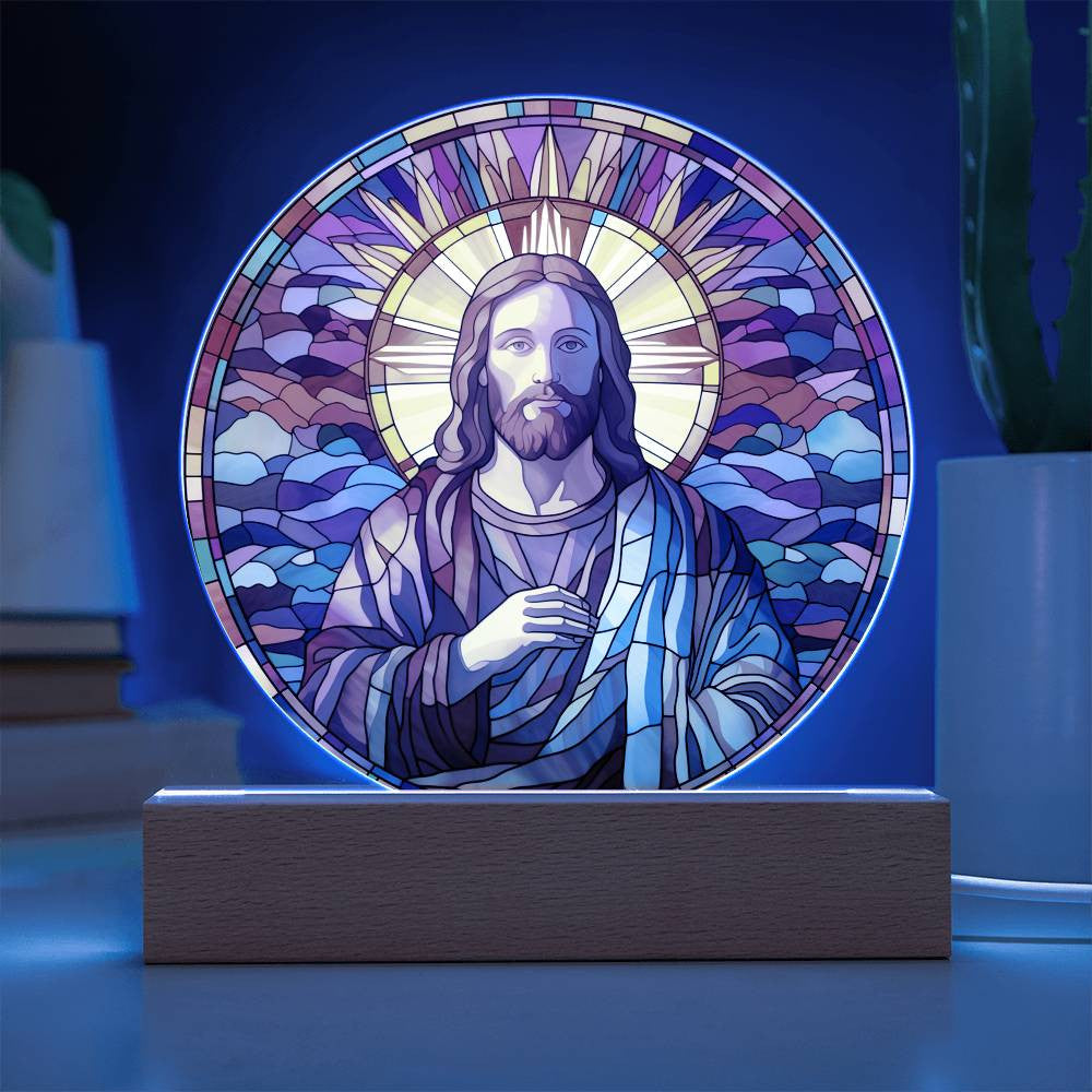 Jesus Modern Stained Glass Style Plaque