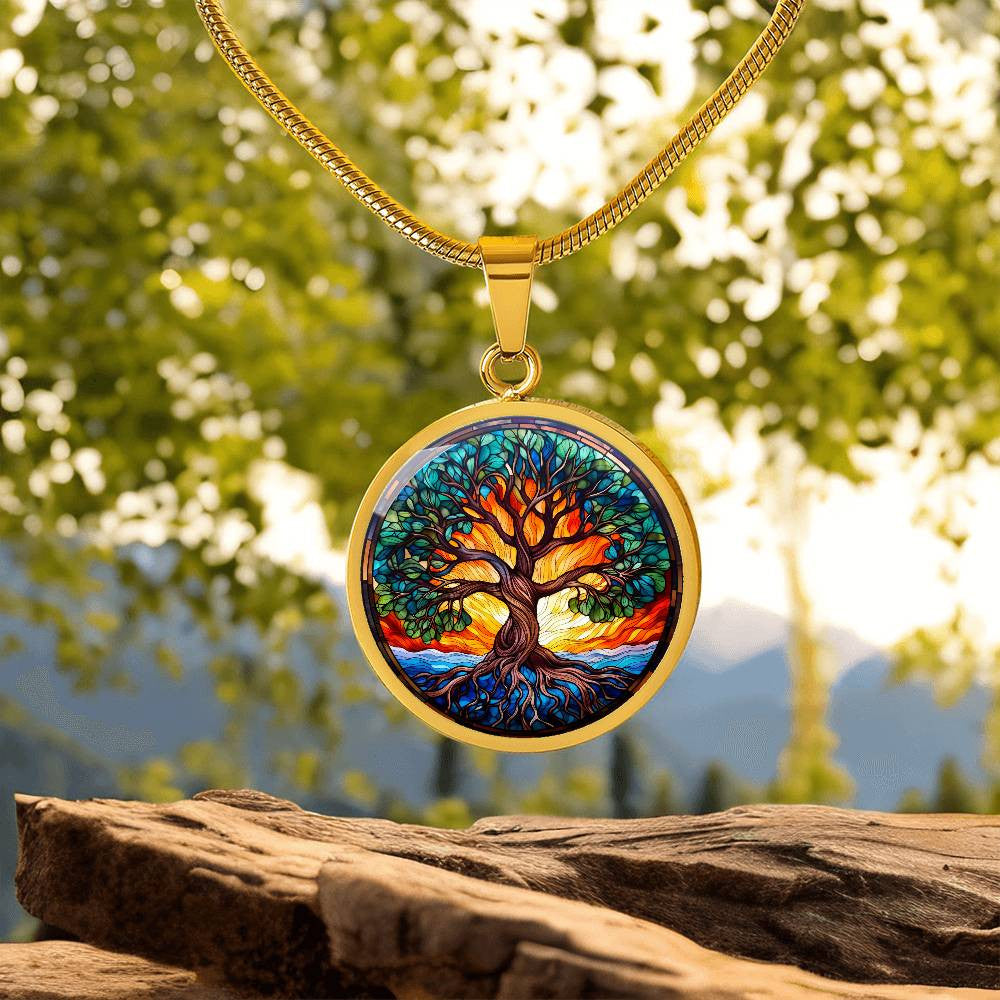 Stained Glass Style Tree of Life Necklace