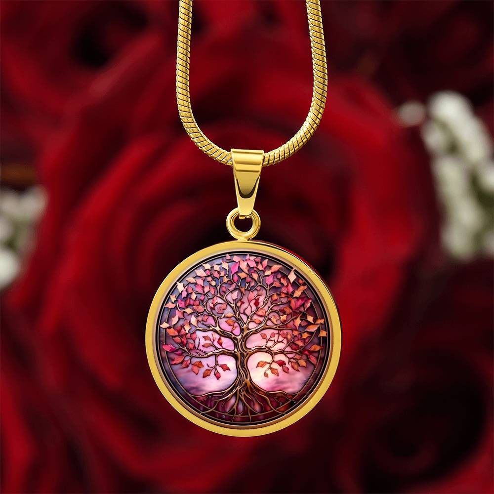 Pink Tree of Life Pendant Necklace