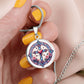 Stained Glass Look Sacred Heart Cross Necklace