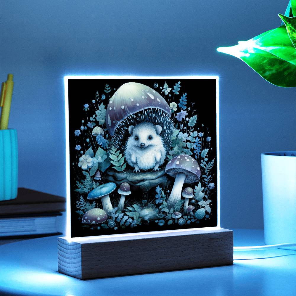 Hedgehog Mushroom Acrylic Square Plaque