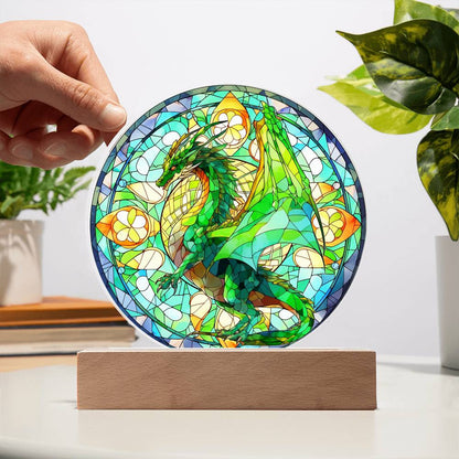 Stained Glass Style Dragon Plaque and Night Light