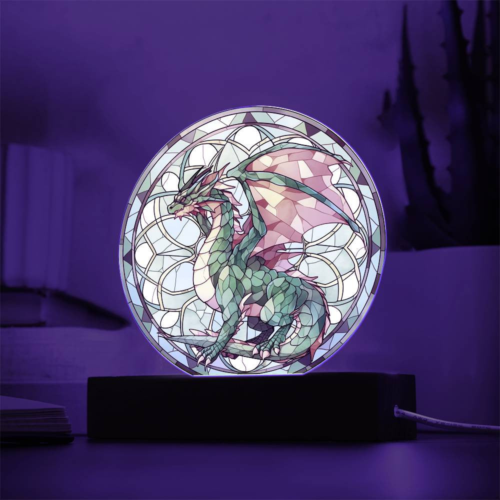 Dragon Stained Glass Acrylic Plaque and Nightlight