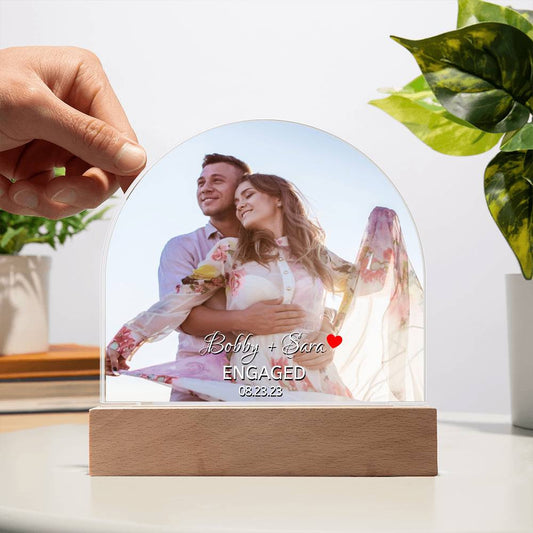 Personalized Engaged LED Light Dome Plaque